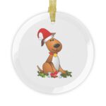 Christmas Puppy Glass Ornaments