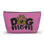 Dog Mom Accessory Pouch - Cute Pink T-bottom Bag for Pet Lovers