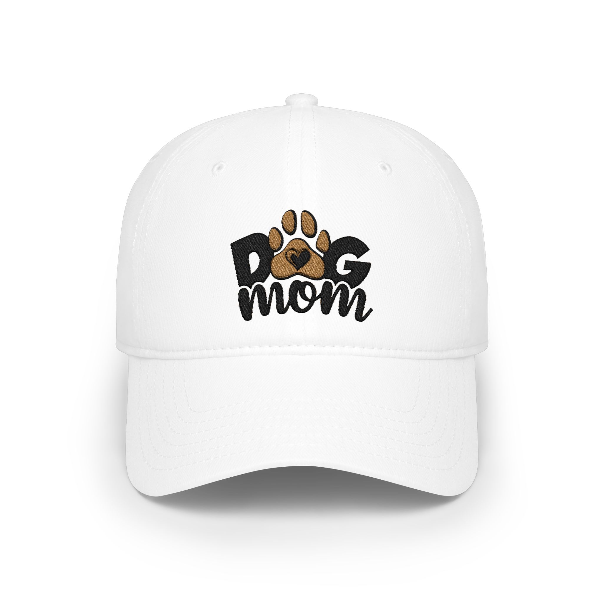 Dog Mom Low Profile Baseball Cap — Paw Print Embroidered Hat For Dog Moms