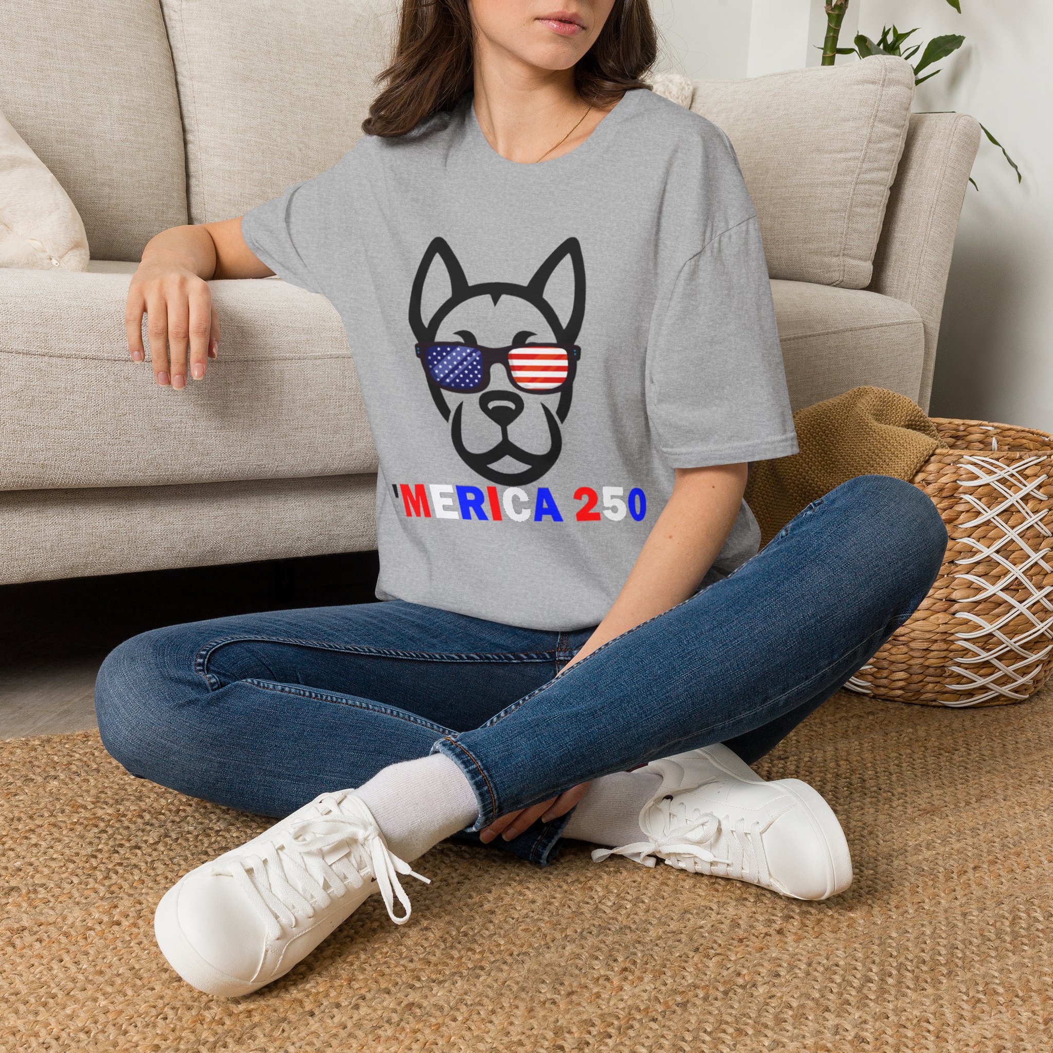 Patriotic Dog T-Shirt — 'America 250' Pointy Ears - Image 3